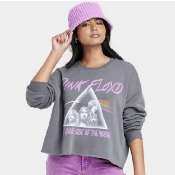 Grayson Threads Pink Floyd Grey Oversized Cropped Boxy Sweatshirt NWT - Picture 3 of 4